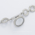 Nova moda adorável grande cadeia de grânulos de cristal flutuante medalhão pulseira atacado